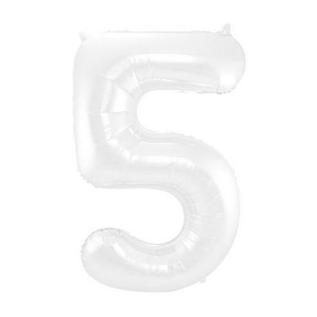 Unique  Ballon Aluminium Blanc Chiffre 5 
