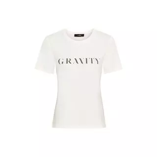 HALLHUBER T-shirt en coton et modal, orné d’un imprimé  GRAVITY  Blanc cassé