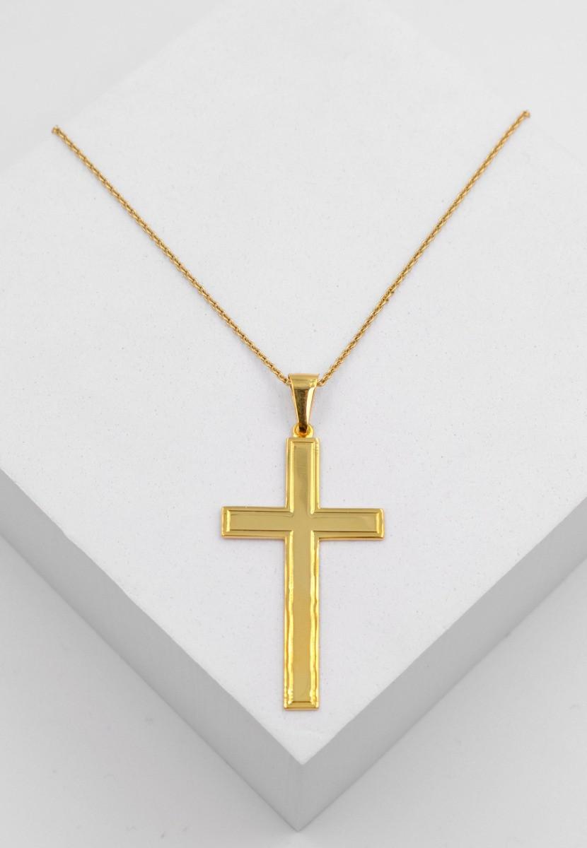 MUAU Schmuck  Anhänger Balken-Kreuz Gelbgold 750, 50x24mm 