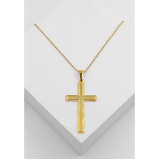 MUAU Schmuck  Anhänger Balken-Kreuz Gelbgold 750, 50x24mm 