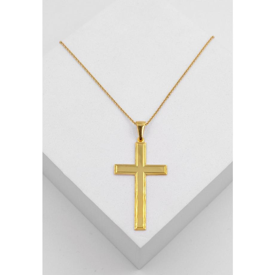 MUAU Schmuck  Anhänger Balken-Kreuz Gelbgold 750, 50x24mm 