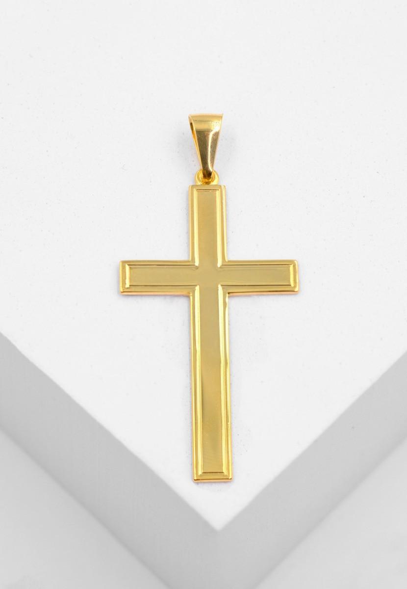 MUAU Schmuck  Anhänger Balken-Kreuz Gelbgold 750, 50x24mm 