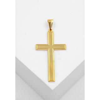 MUAU Schmuck  Anhänger Balken-Kreuz Gelbgold 750, 50x24mm 