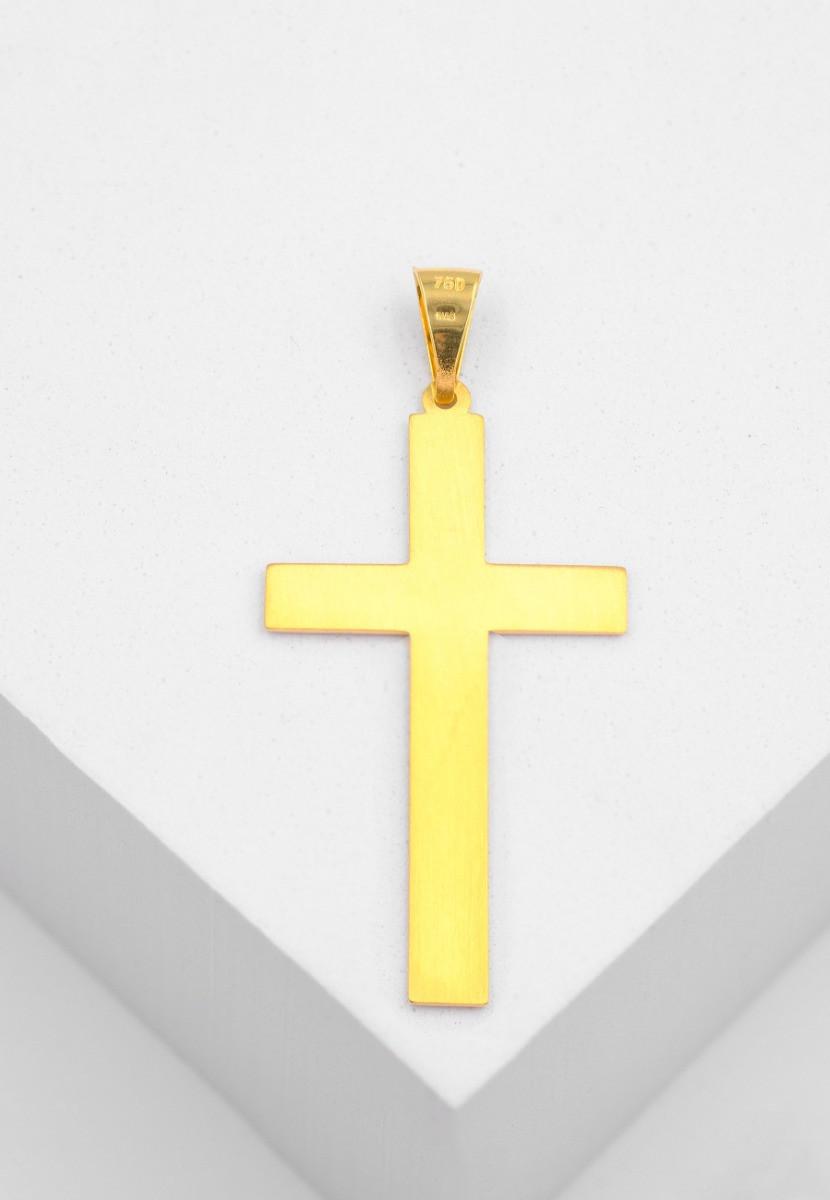 MUAU Schmuck  Anhänger Balken-Kreuz Gelbgold 750, 50x24mm 