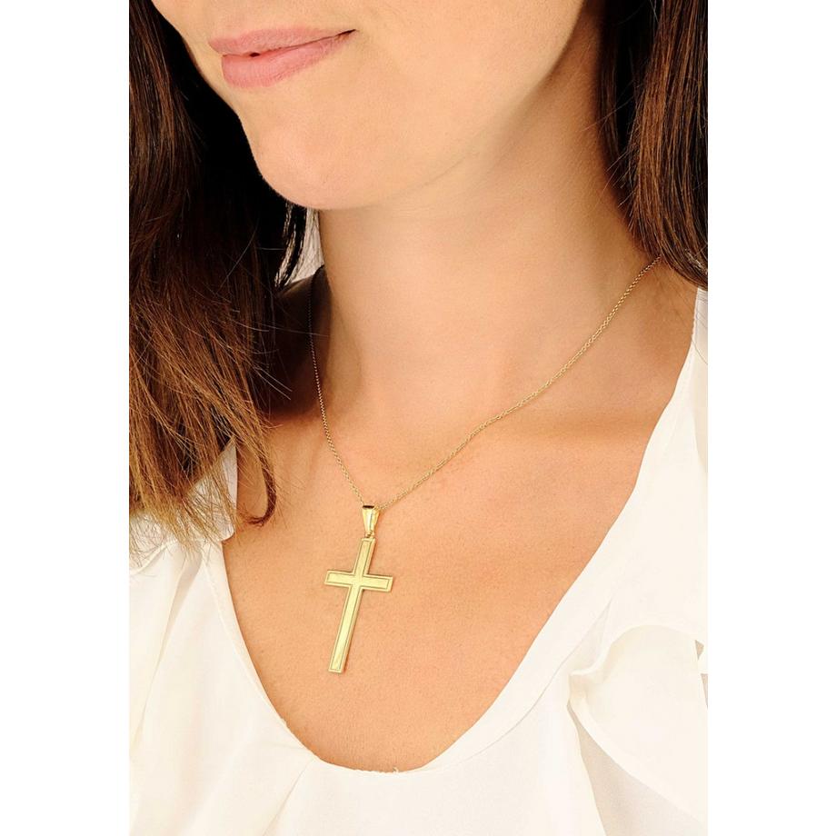 MUAU Schmuck  Anhänger Balken-Kreuz Gelbgold 750, 50x24mm 