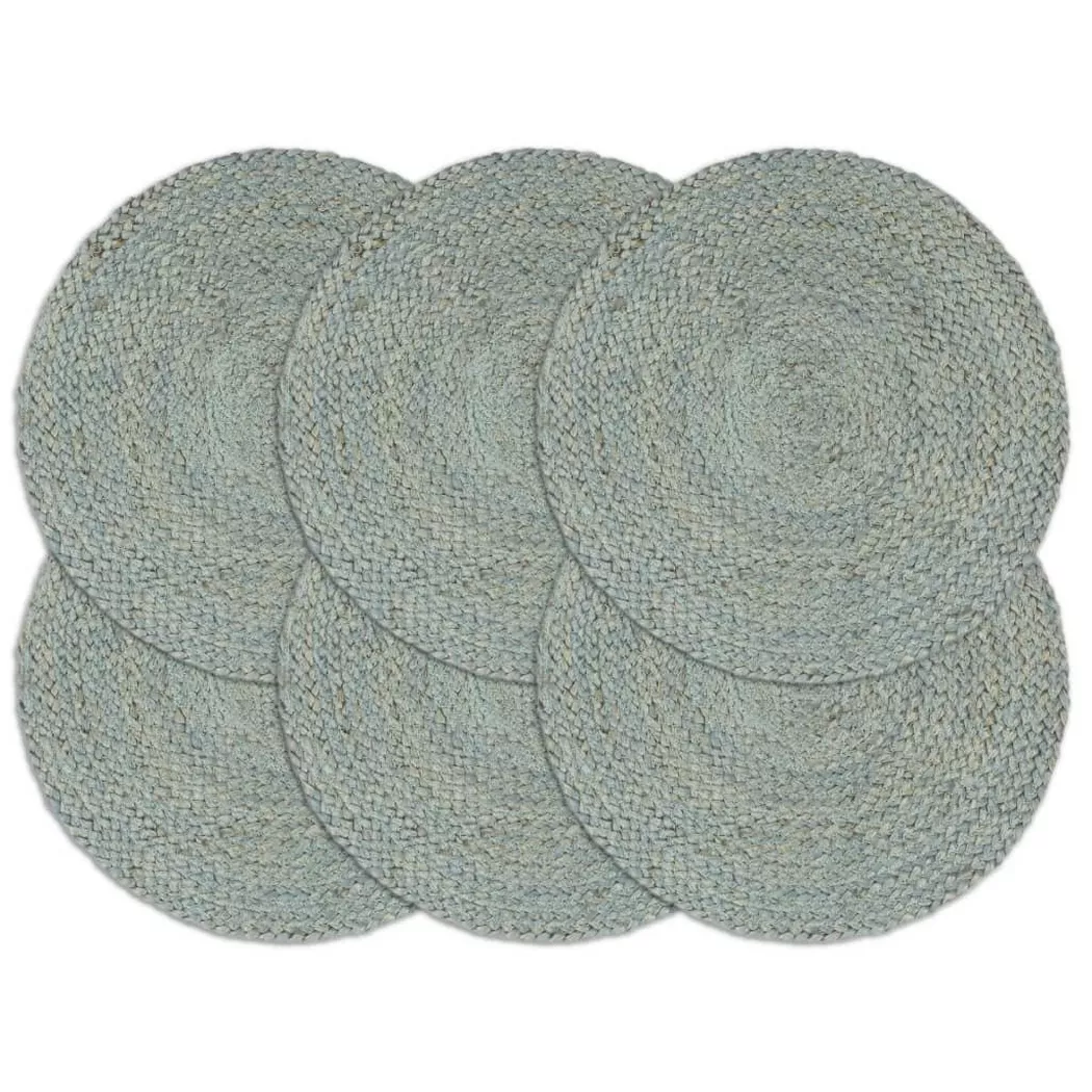 VidaXL - Napperons  pcs rond jute jute, 6 Stück, Gris Moyen