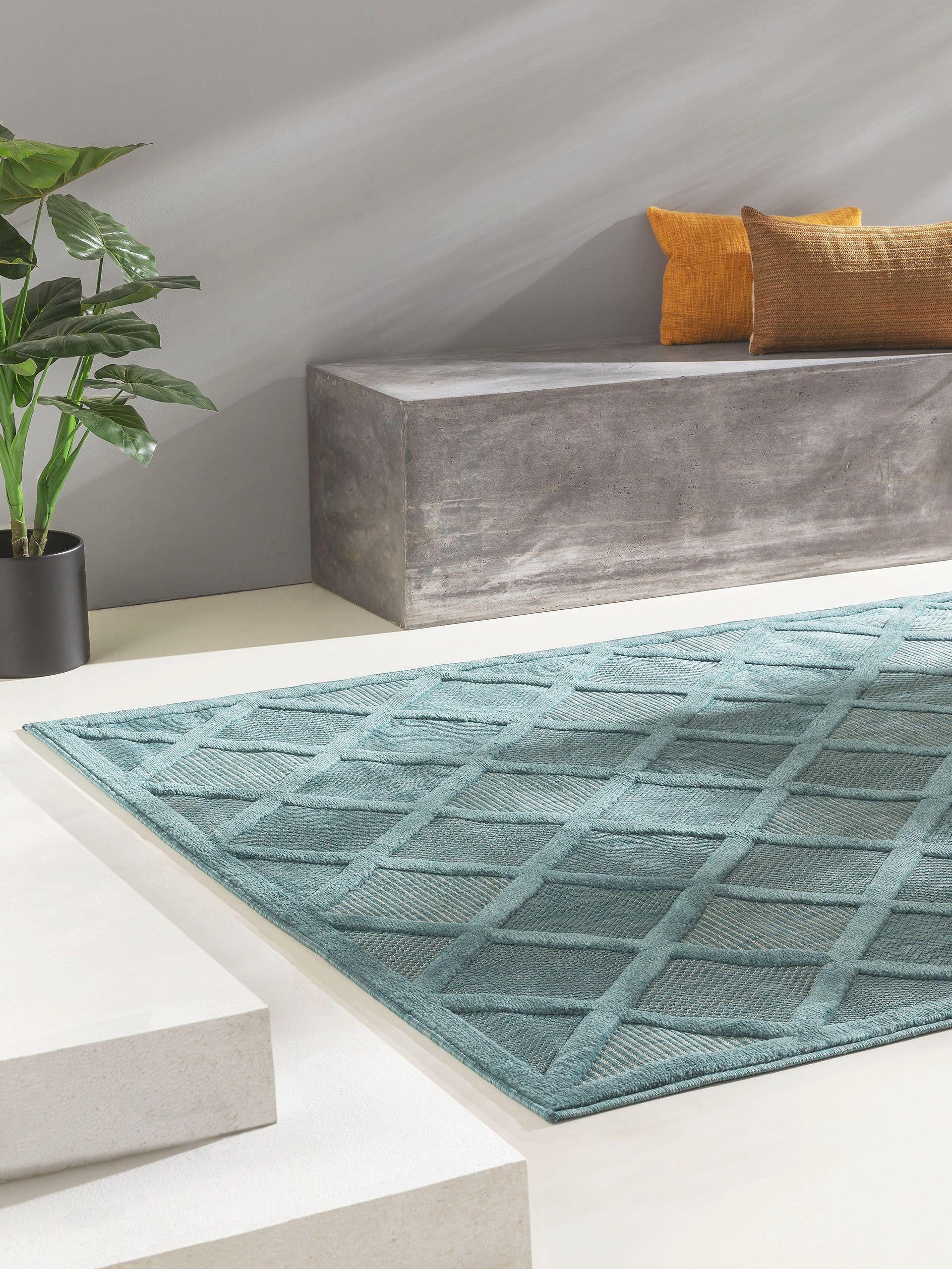 Benuta Tapis d'extérieur & intérieur Bonte Turquoise  