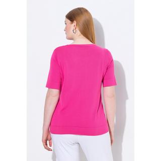 Ulla Popken Twinset Col Rond Manches Courtes Pull Coton Pima  