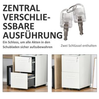 Northio Classeur À Roulettes Avec 2 Tiroirs, Verrouillable, Roulettes, A4, Acier  