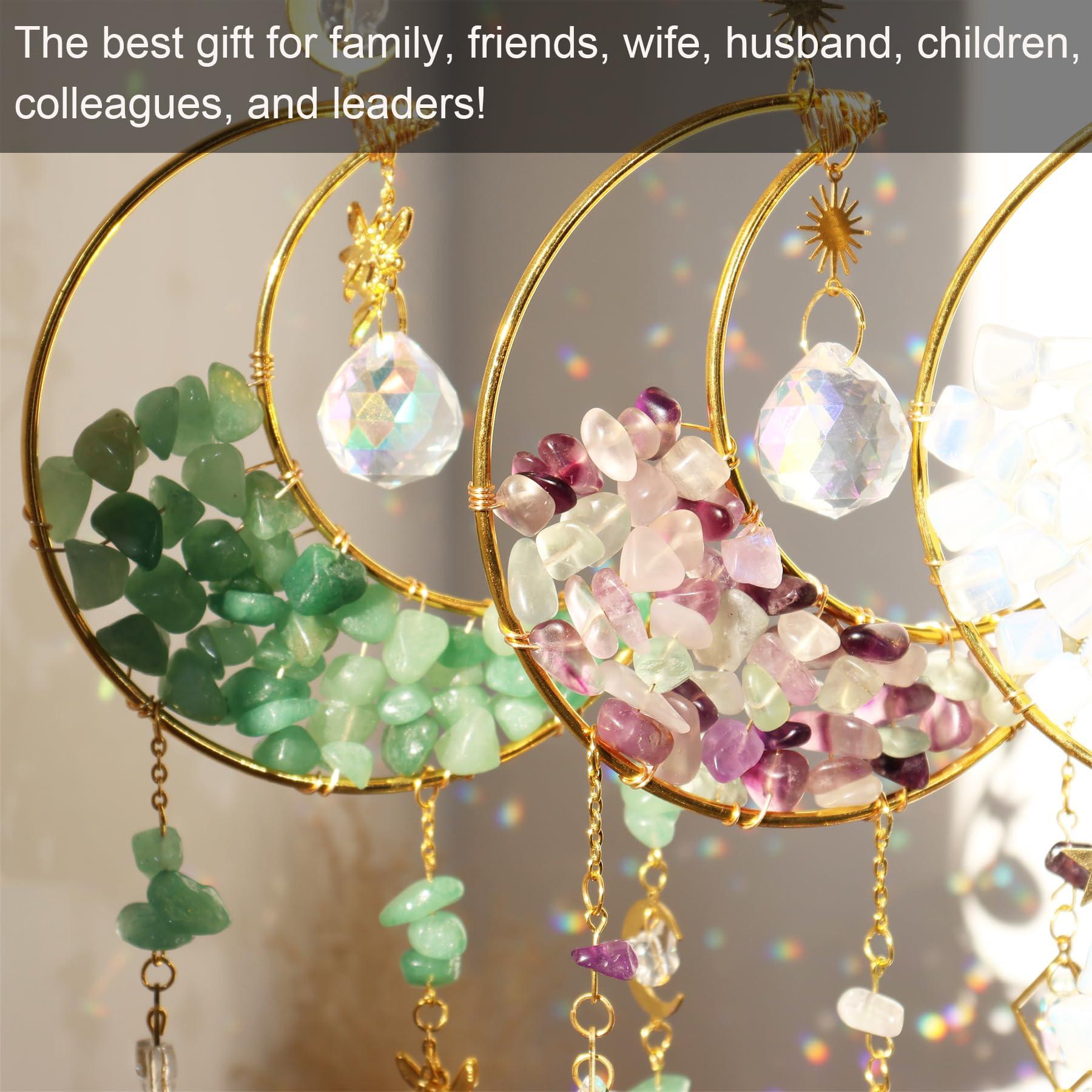 Alopini Sonnenfänger Kristall Fenster, Mond Anhänger Dekoration, Fenster Dekoration hängen, Regenbogen Sonnenfänger Kristall, Regenbogen Anhänger  