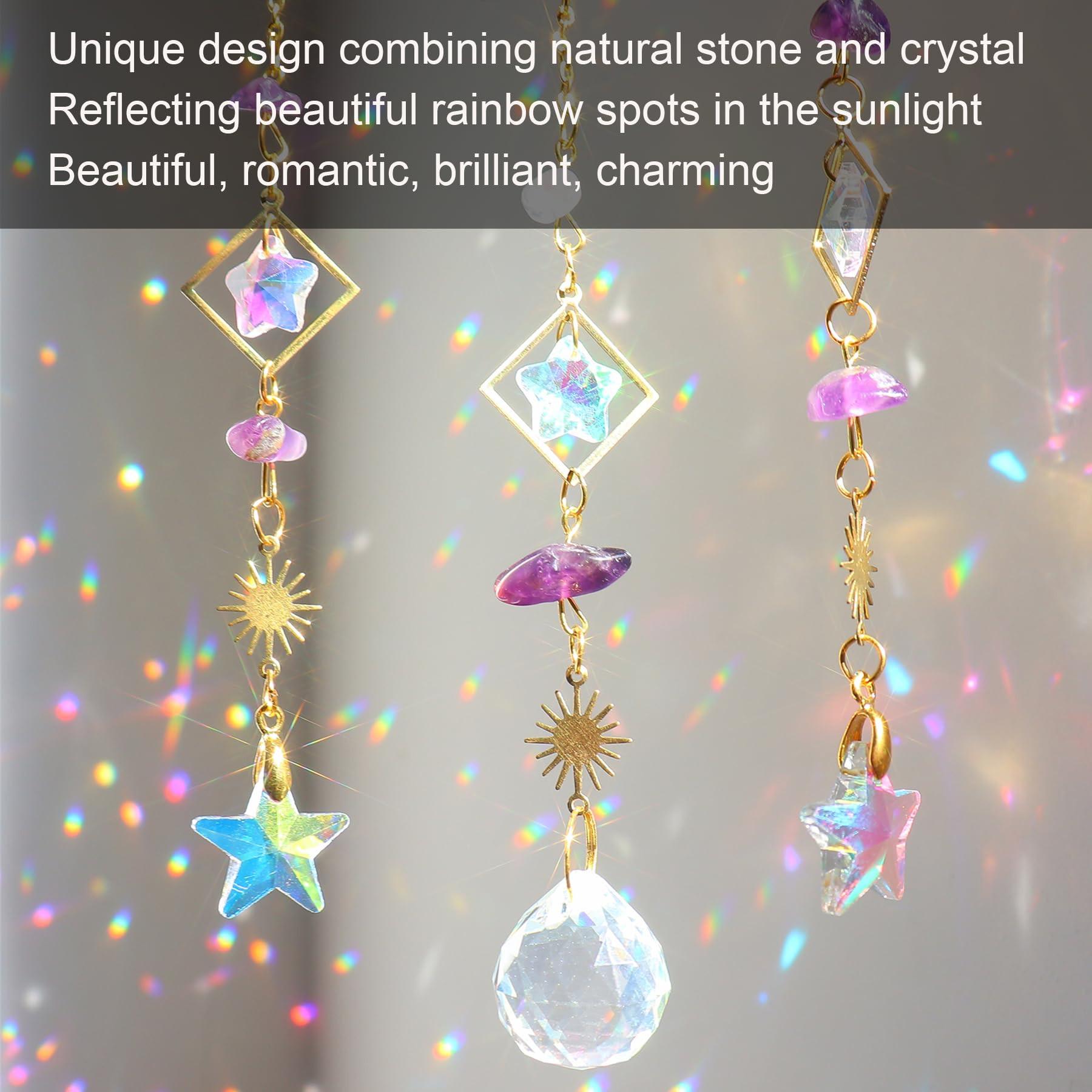 Alopini Sonnenfänger Kristall Fenster, Mond Anhänger Dekoration, Fenster Dekoration hängen, Regenbogen Sonnenfänger Kristall, Regenbogen Anhänger  