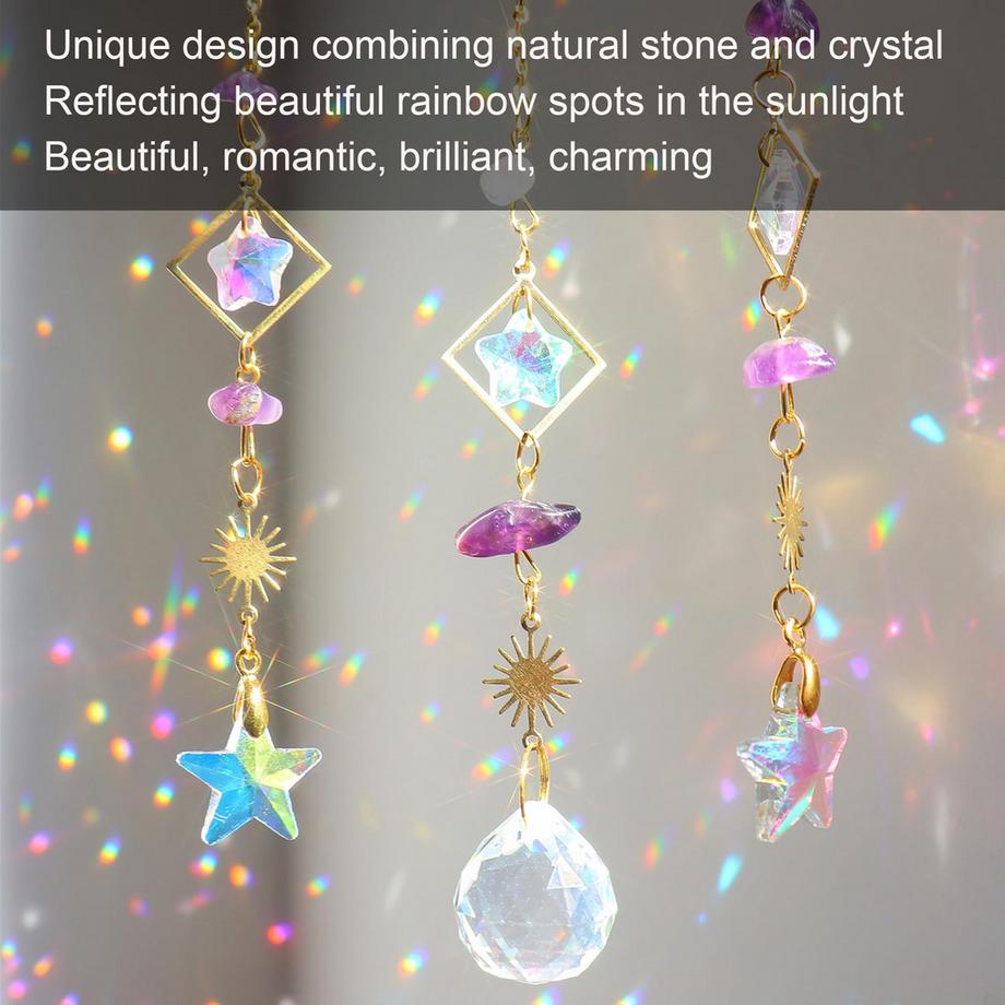 Alopini Sonnenfänger Kristall Fenster, Mond Anhänger Dekoration, Fenster Dekoration hängen, Regenbogen Sonnenfänger Kristall, Regenbogen Anhänger  