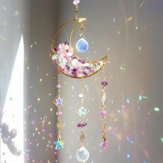 Alopini Sonnenfänger Kristall Fenster, Mond Anhänger Dekoration, Fenster Dekoration hängen, Regenbogen Sonnenfänger Kristall, Regenbogen Anhänger  