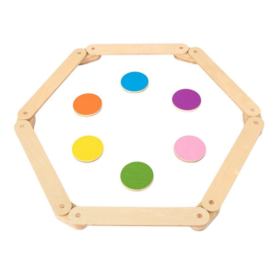 Northix  12 tlg. Balancierbalken mit 6 Balanciersteine frei kombinierbar aus Holz für Kinder 