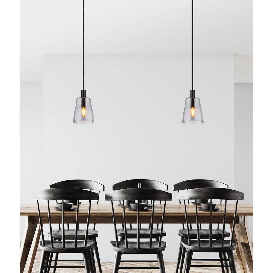 mutoni Lampe à suspension Garri métal noir mat 1xE14  