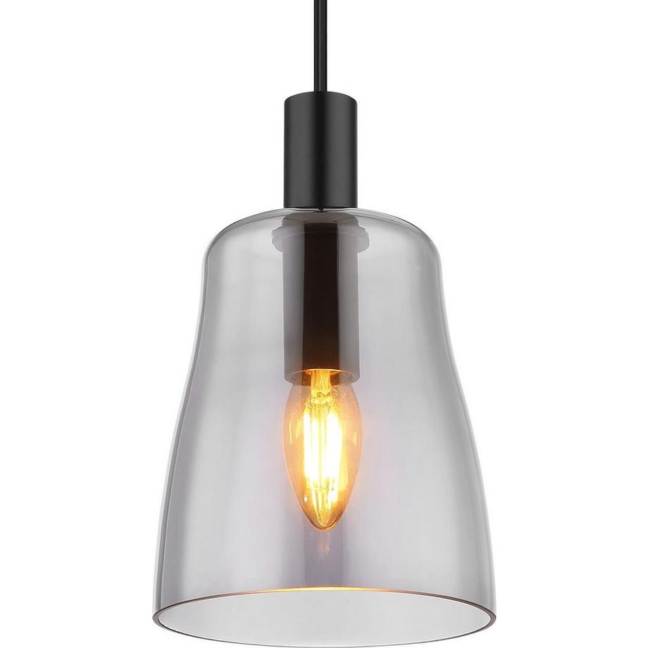 mutoni Lampe à suspension Garri métal noir mat 1xE14  