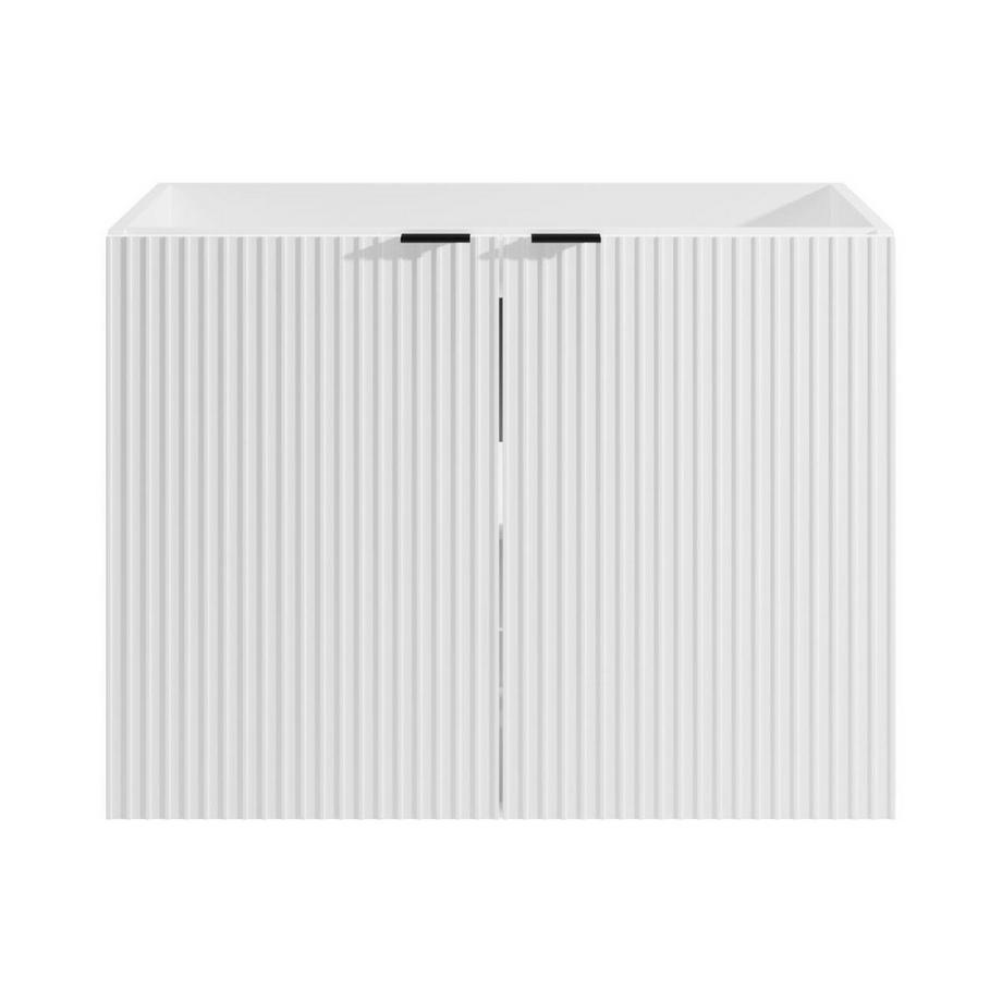 Vente-unique Mobile sotto lavabo sospeso a righe 80 cm Bianco - PARMIZA  