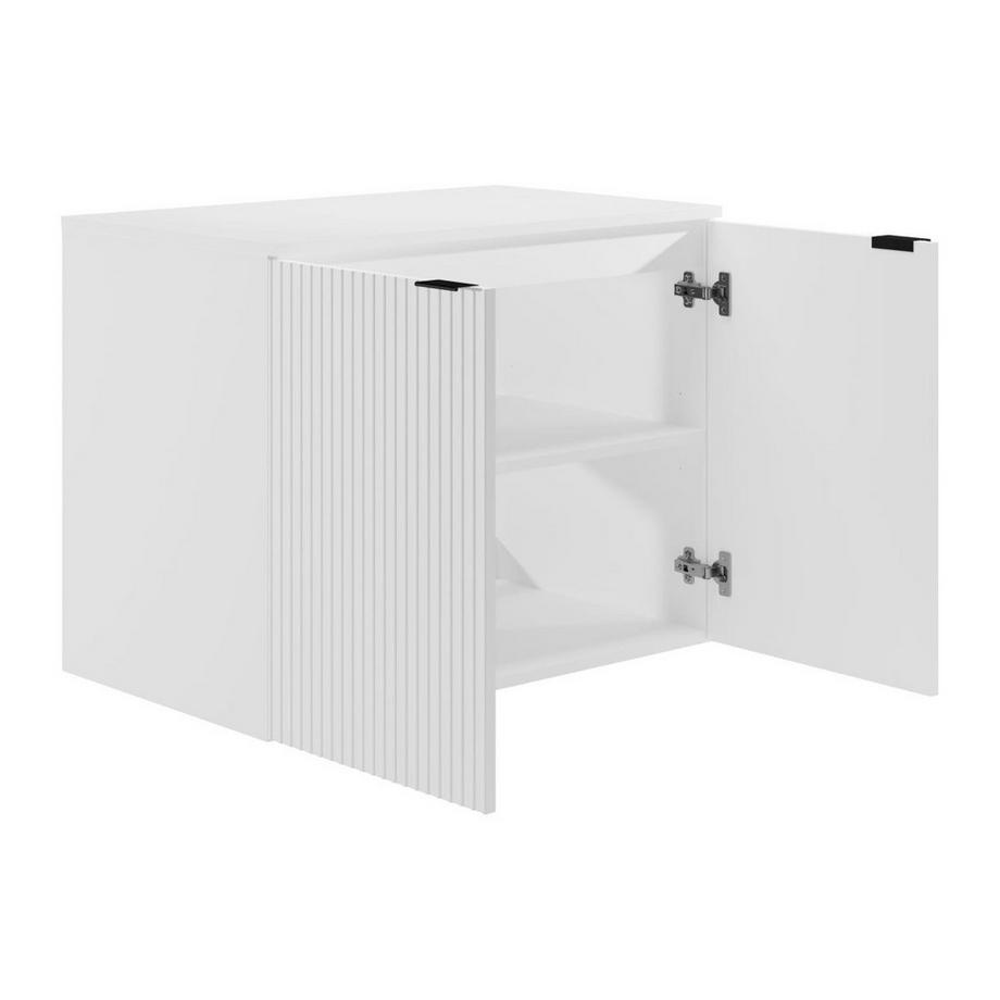 Vente-unique Mobile sotto lavabo sospeso a righe 80 cm Bianco - PARMIZA  