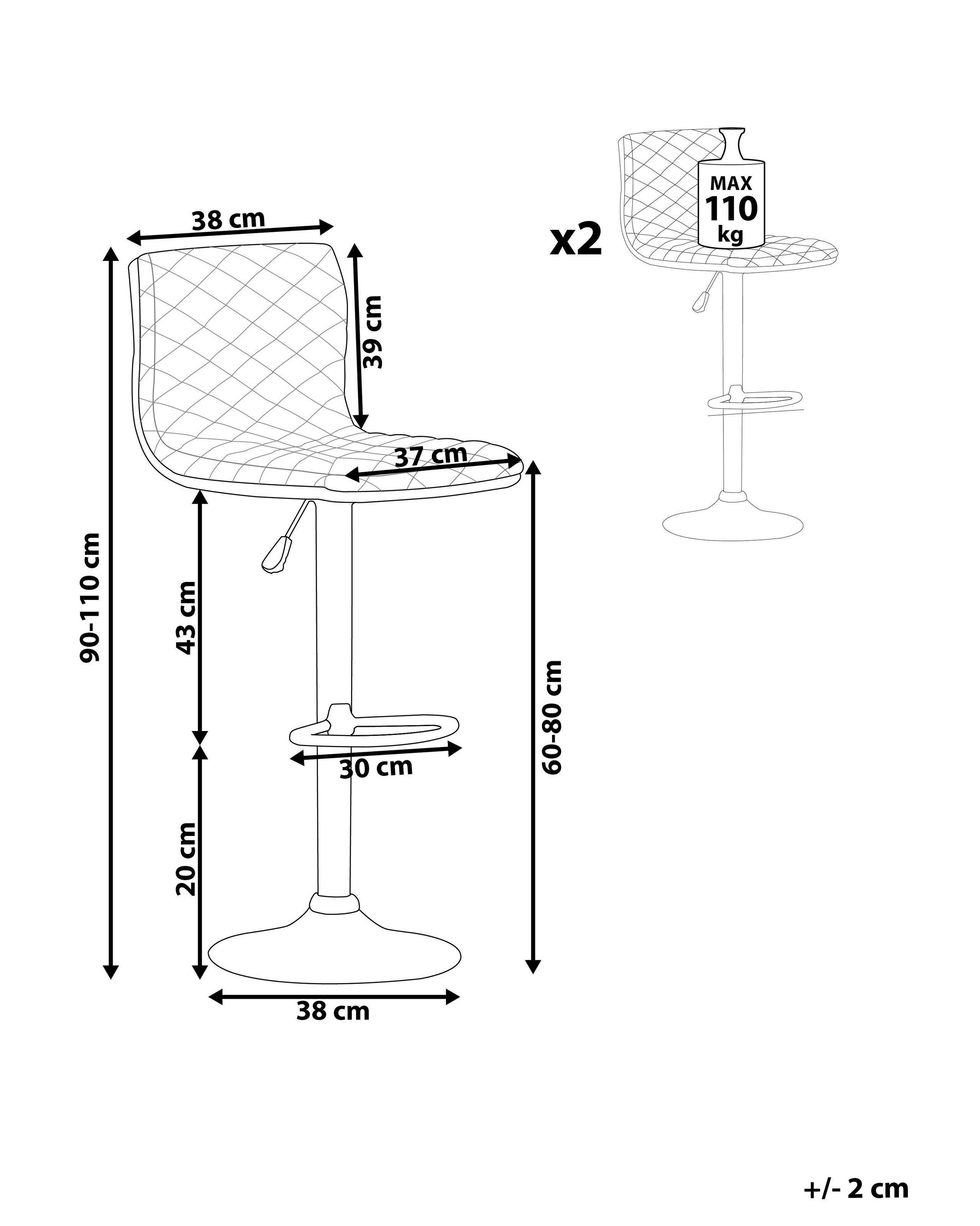 Beliani Set mit 2 Barhockern aus Polyester Klassisch ORLANDO  