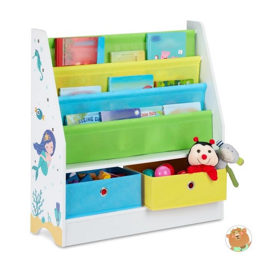 Kinderregal mit 2 Schubladen & 3 Hängefächern