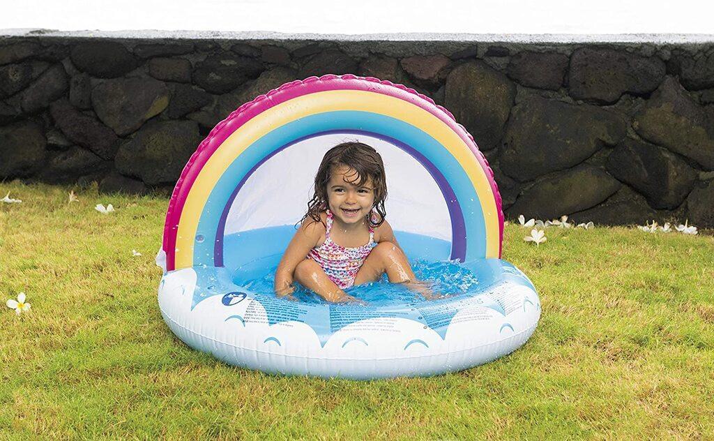 Jilong  Kinderpool Regenbogen mit Sonnendach (⌀99cm × 64cm) 