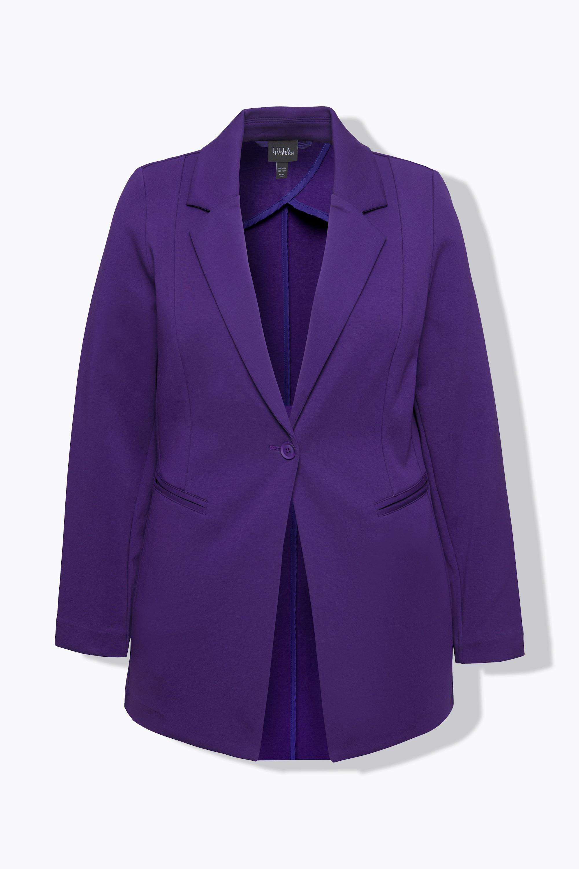 Ulla Popken  Blazer di comodo jersey elasticizzato con taglio svasato e revers 