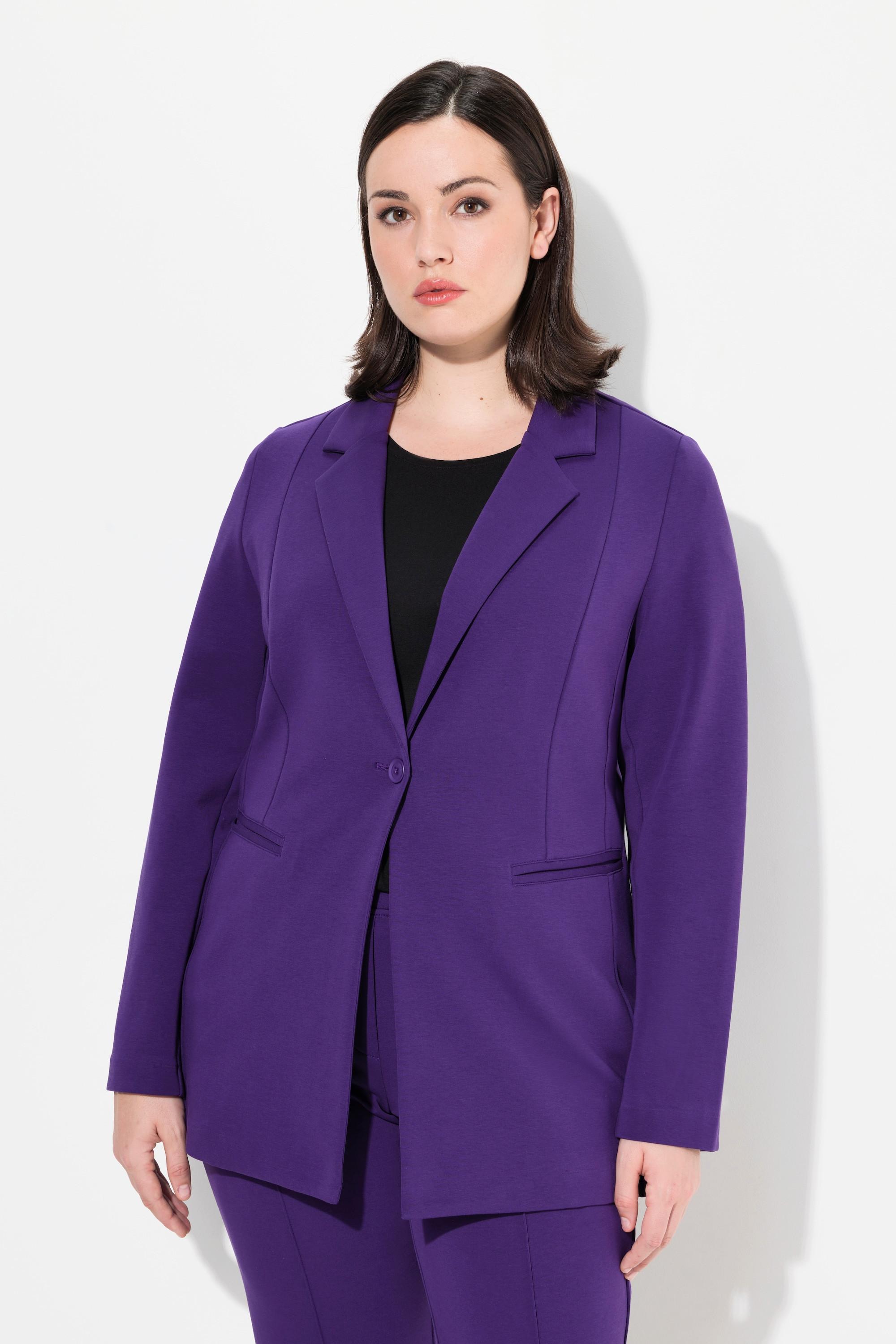 Ulla Popken  Blazer en jersey stretch, ligne en A et col à revers 