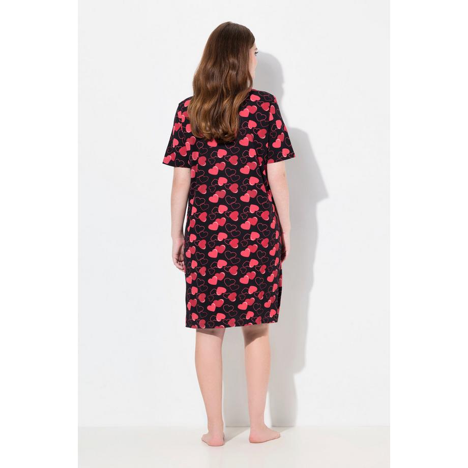 Ulla Popken Stampa Cuori Girocollo Mezza Manica Bigshirt  