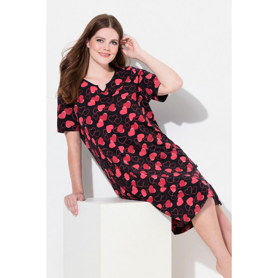 Ulla Popken Stampa Cuori Girocollo Mezza Manica Bigshirt  