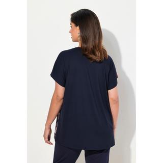 Ulla Popken  Shirtbluse, Blüten, Oversized, Rundhals, Halbarm 