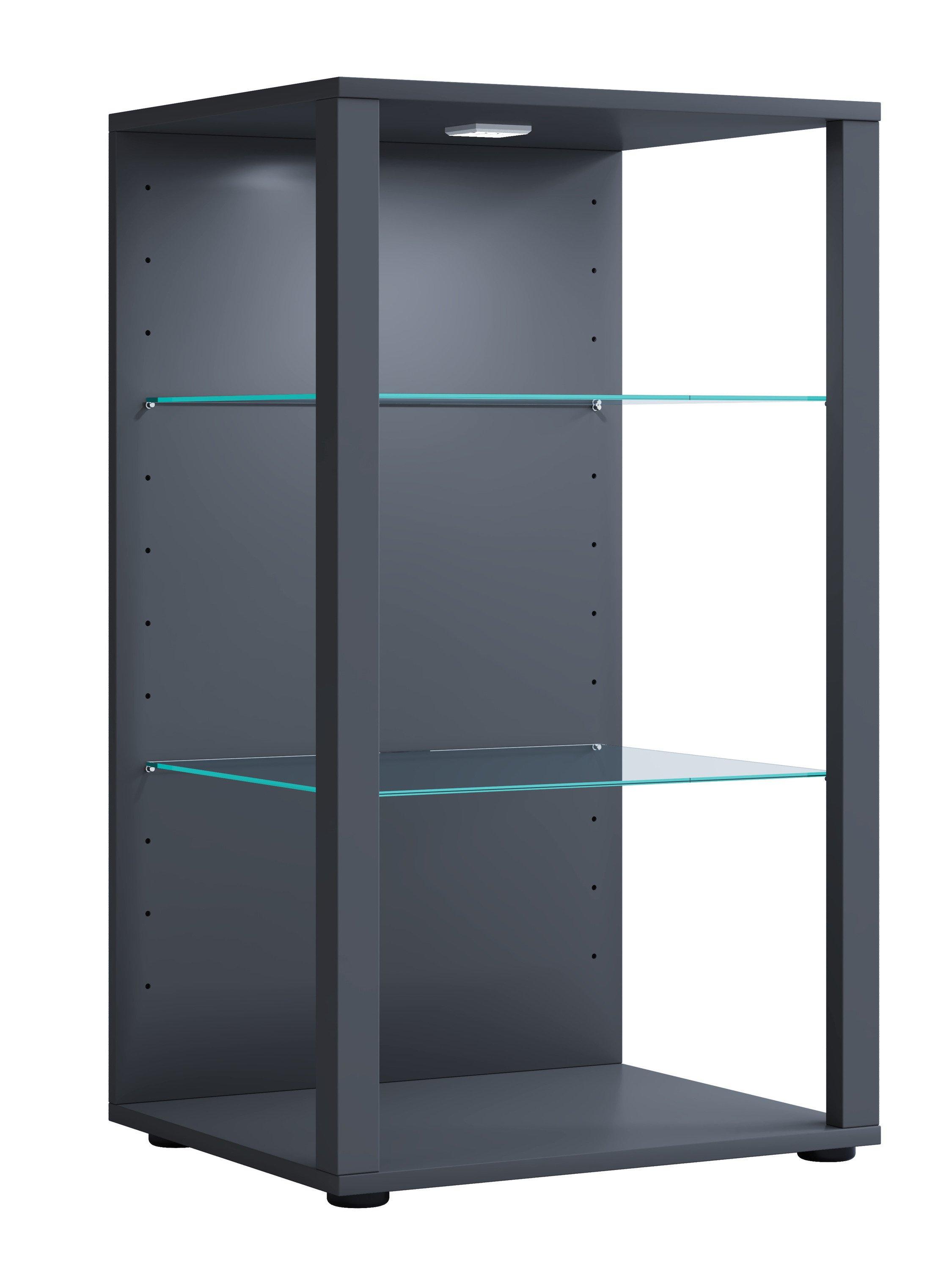 VCM Glasvitrine stehend | Vitrine Glas mit ESG-Sicherheitsglas | Maße ca .H. 90 x B. 52 x T. 44 cm | Standvitrine Glas | Modern und platzsparend | Glas  