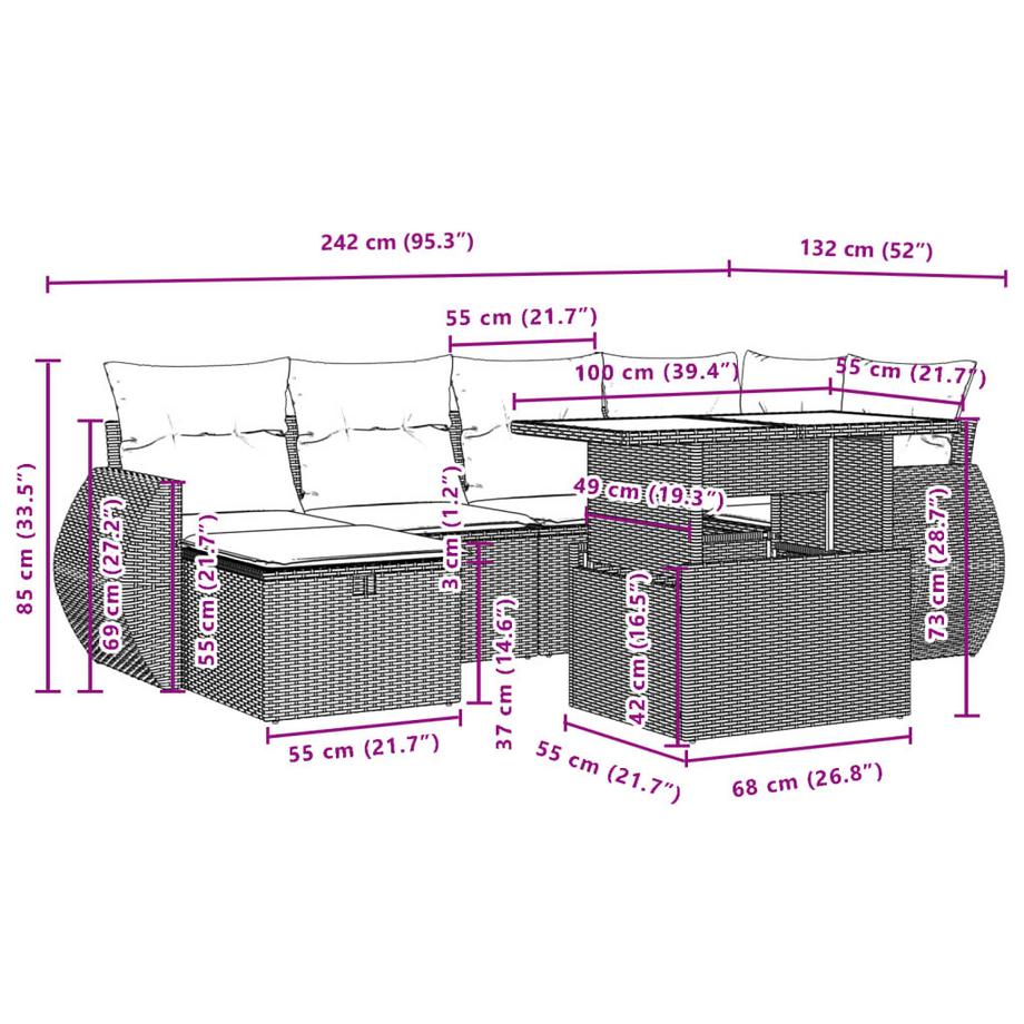 VidaXL set divano da giardino Polirattan  