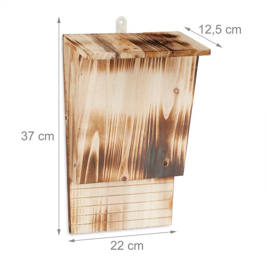 B2X  Fledermauskasten aus geflammtem Holz 