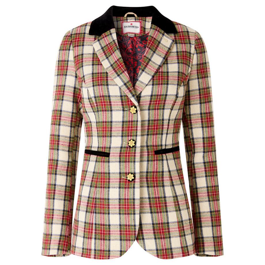 Joe Browns Karo-Jacke mit Samtkragen und Besatz Zierlich  