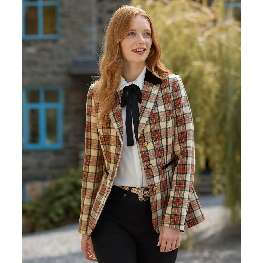 Joe Browns Karo-Jacke mit Samtkragen und Besatz Zierlich  