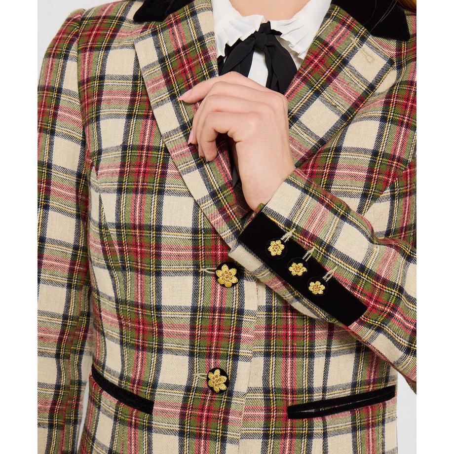 Joe Browns Karo-Jacke mit Samtkragen und Besatz Zierlich  