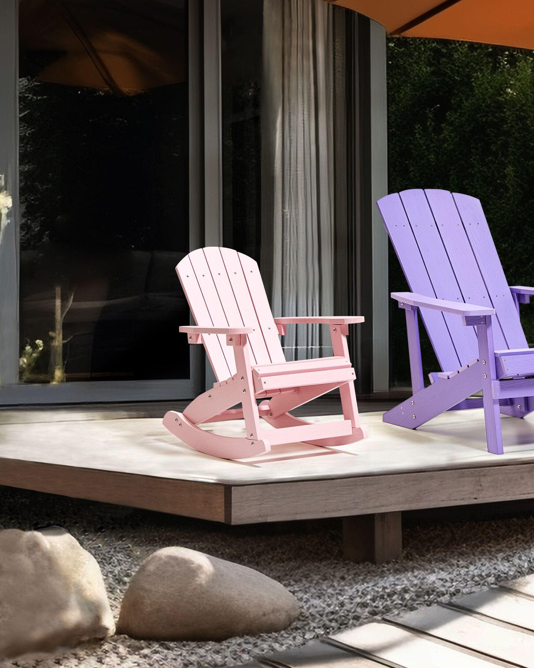 Beliani Sedia a dondolo da giardino per bambini en Legno plastico Retrò ADIRONDACK  