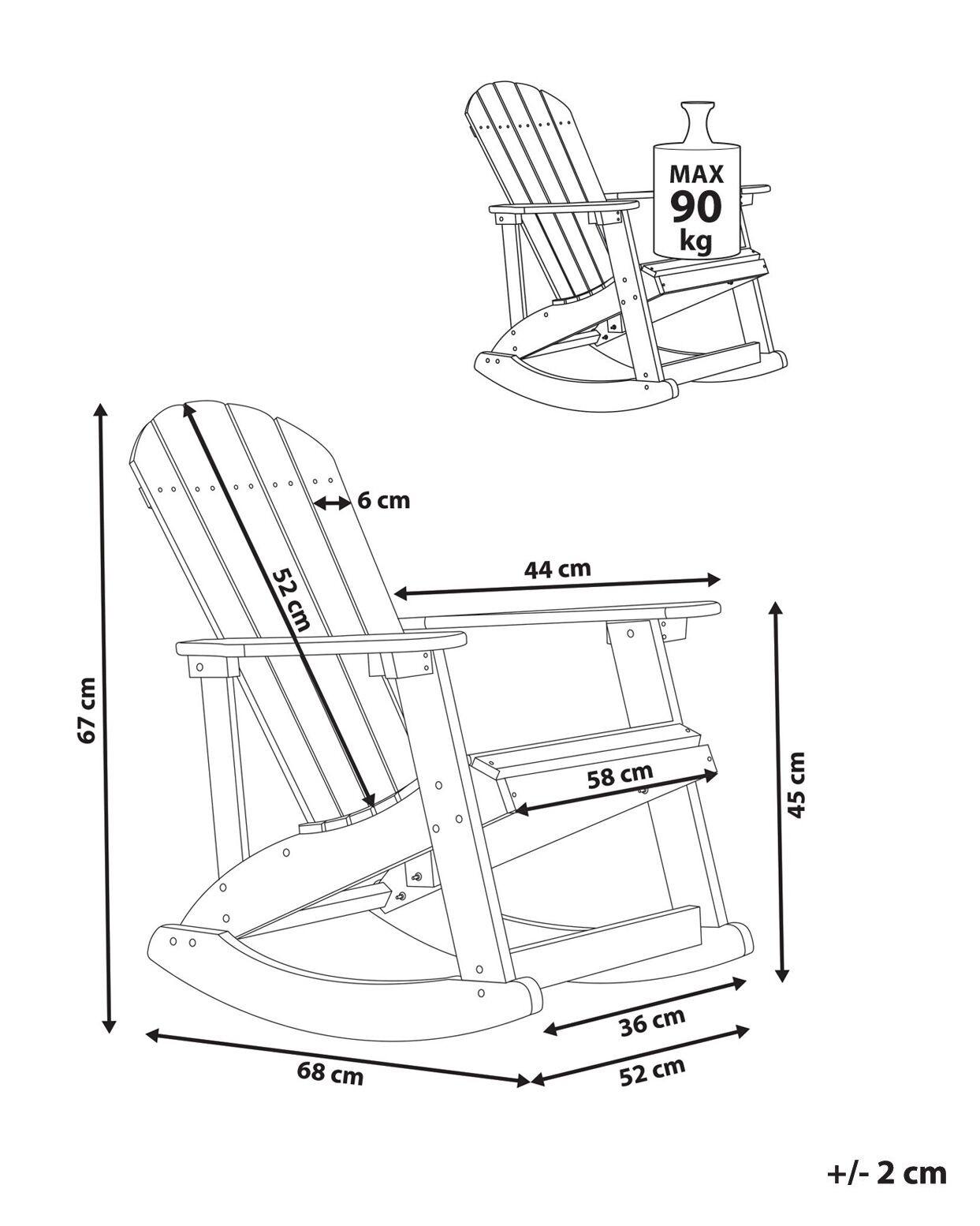 Beliani Fauteuil à bascule en Bois synthétique Rétro ADIRONDACK  