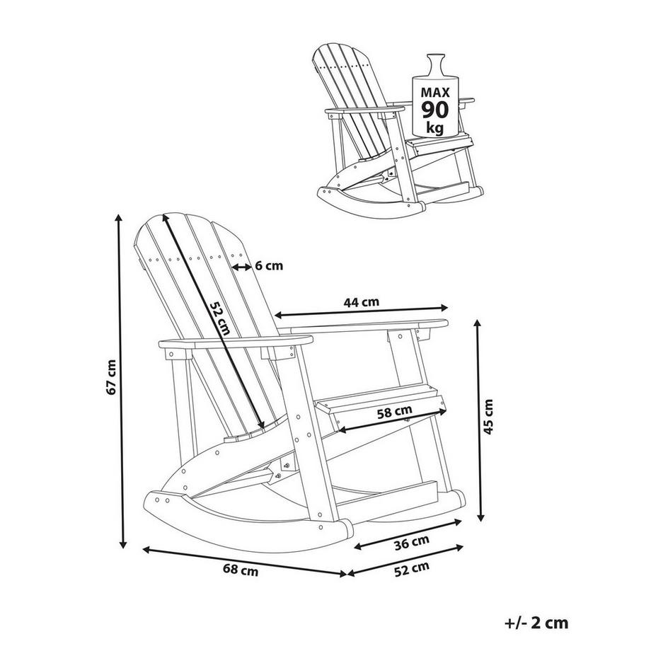 Beliani Garten Schaukelstuhl für Kinder aus Kunstholz Retro ADIRONDACK  