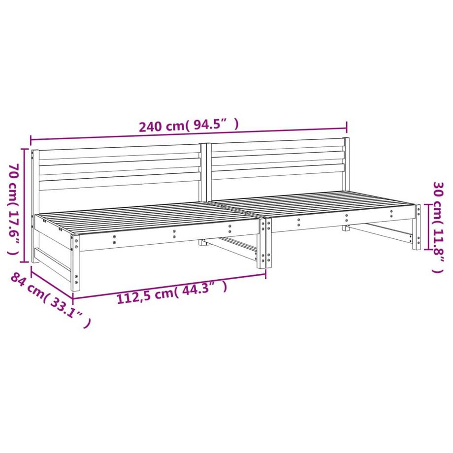 VidaXL Canapé central de jardin bois  