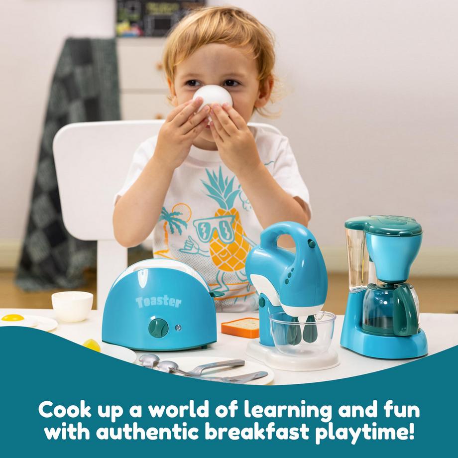 Activity-board  Küchenzubehörset für Kinder, Spielzeug für die Küche, Kaffeemaschine, Mixer, Toaster mit realistischen Lichtern und Geräuschen 