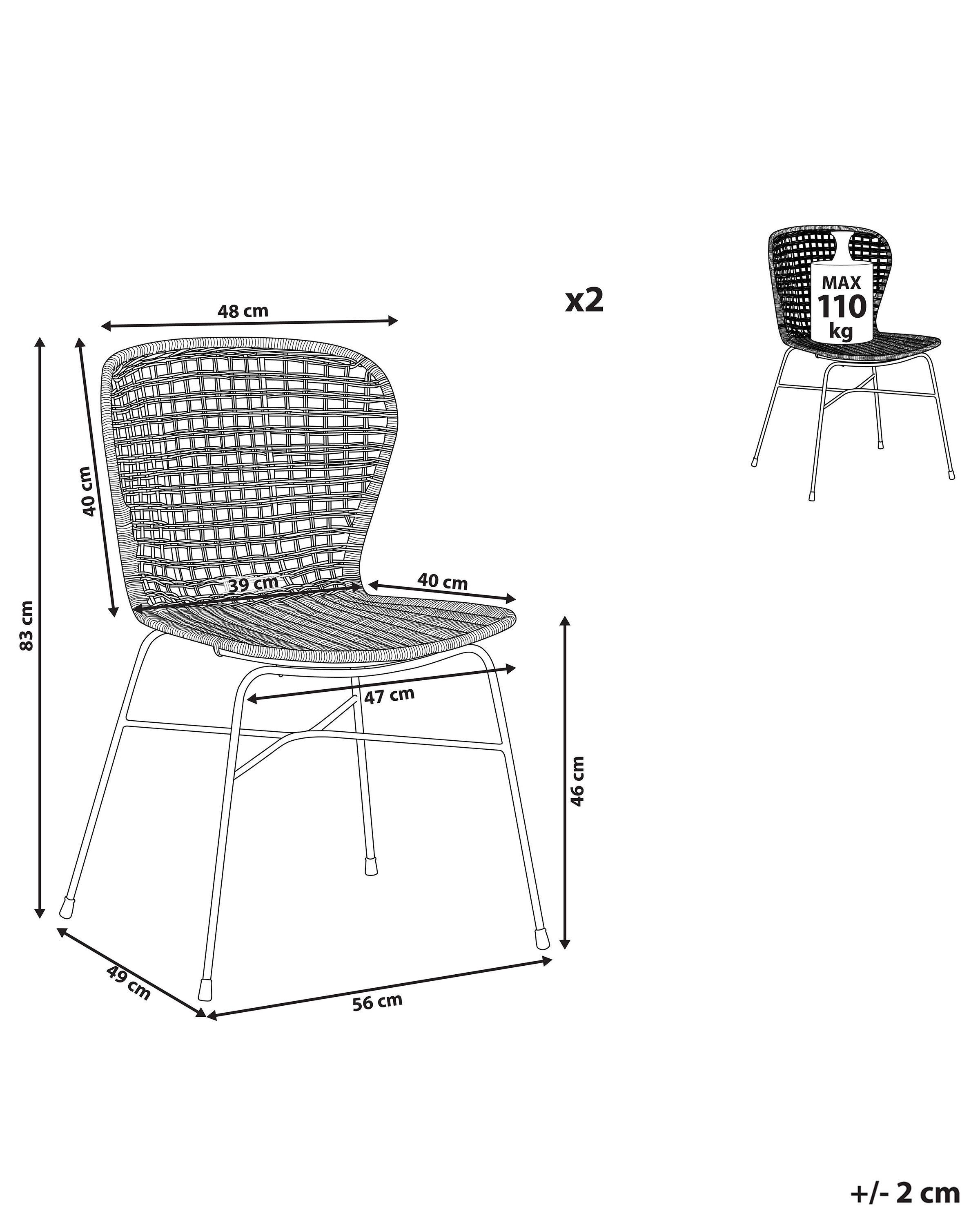 Beliani Chaise de salle à manger en Rotin Boho ELFROS  