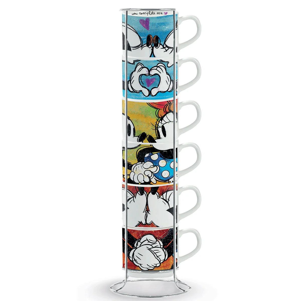 Egan Disney / LOVE, SWEET, LOVE Mickey & Minnie (6 x 80 ml) - Set de tasses avec support  