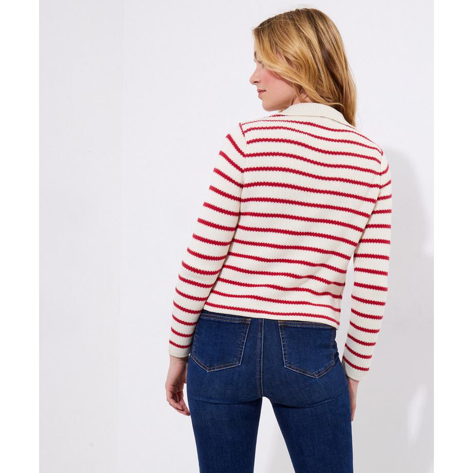 Joe Browns Gestreifte Strickjacke mit Kragen  