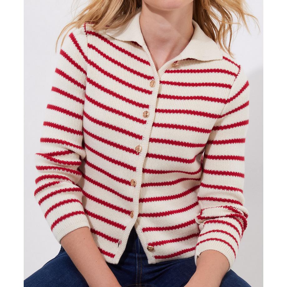 Joe Browns Gestreifte Strickjacke mit Kragen  