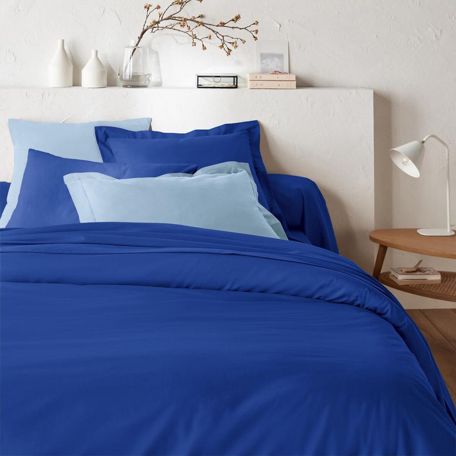Housse de couette zippée unie en coton