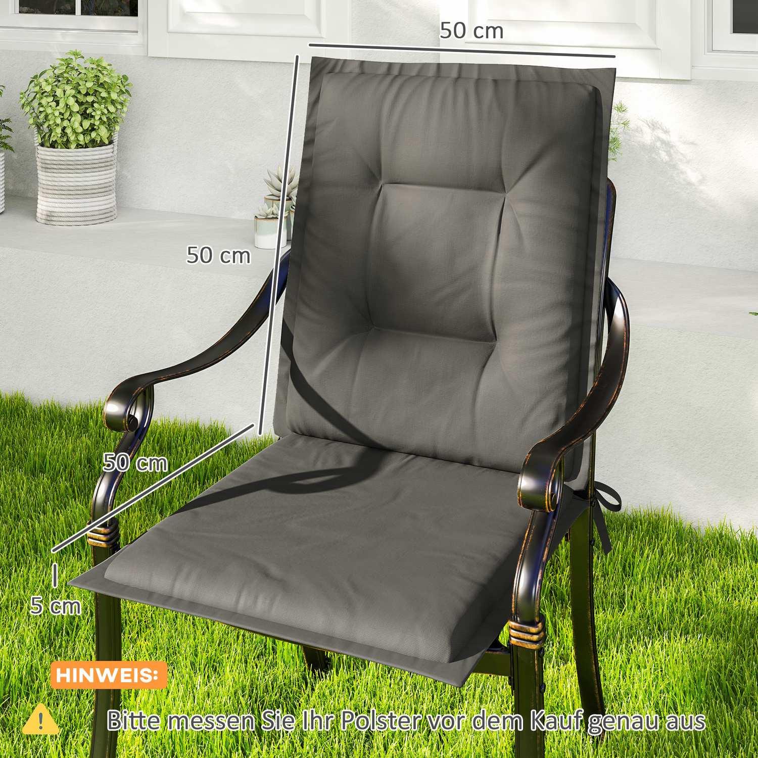 Northio Lot de 4 coussins de siège 108 x 50 x 5 cm, coussins de chaise avec attaches, coussin de siège extérieur et intérieur, coussin de banc pour meubles de jardin, chaise de salle à manger, gris clair  