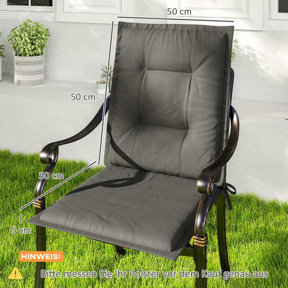 Northio 4er Set Sitzkissen 108 x 50 x 5 cm Stuhlkissen mit Bändern, Outdoor Indoor Sitzauflage, Sitzpolster, Bankpolster für Gartenmöbel, Sitzsthul, Essstuhl, Hellgrau Aosom  