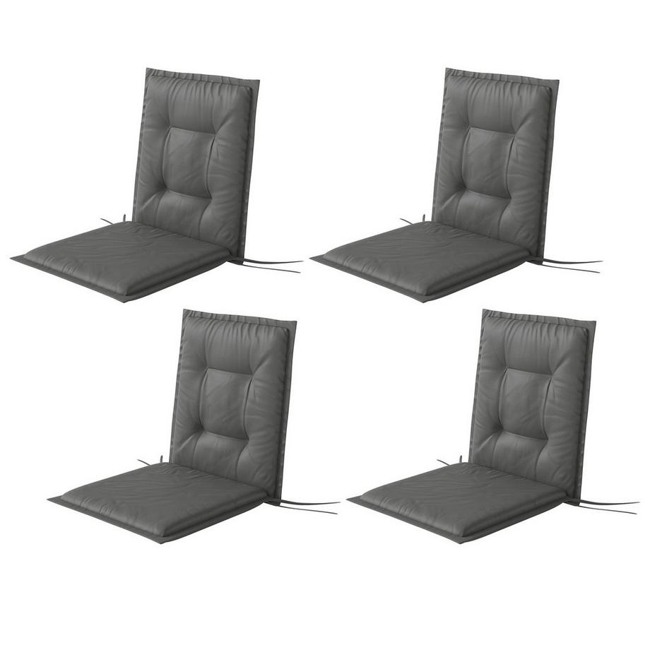Lot de 4 coussins de siège 108 x 50 x 5 cm, coussins de chaise avec attaches, coussin de siège extérieur et intérieur, coussin de banc pour meubles de jardin, chaise de salle à manger, gris clair