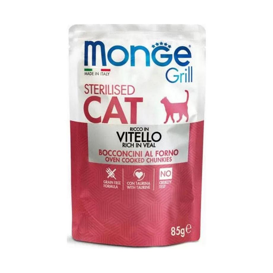 Monge  Grill Cat Veal+Cock.+Trout 12x85g 
